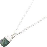 Raw Emerald Sterling Silver May Birthstone Necklace