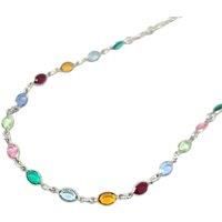 Colourful Multi Gemstone Sterling Silver Chain Necklace