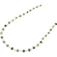 Harfi Women's Raw Green Emerald Beaded Delicate Gold Plated Necklace | Size: 18 inches