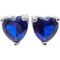 Sapphire Heart Sterling Silver Stud Gemstone Earrings