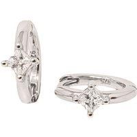 Small Diamond Huggie Minimalist Silver Hoop Earrings