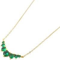 Graduated Round Emerald Stones Gold Plated Necklace