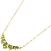 Graduated Round Peridot Stones Gold Plated Necklace