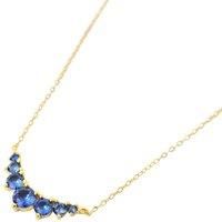 Harfi Women's Graduated Round Sapphire Stones Gold Plated Necklace | Size: 18 inches