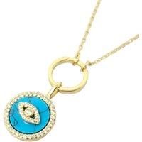 Gold Plated Turquoise Evil Eye Pendant Charm Necklace