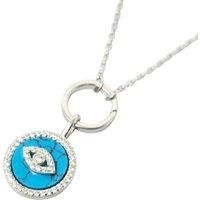 Silver Turquoise Evil Eye Pendant Charm Necklace