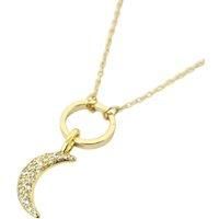Gold Plated Crescent Moon Pendant Charm Necklace
