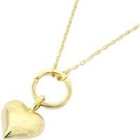 Gold Plated Puffed Heart Pendant Love Charm Necklace