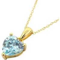 Harfi Women's Heart Aquamarine March Birthstone Necklace in Gold | Size: 18 inches
