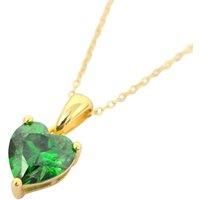 Harfi Women's Emerald Love Heart Pendant May Birthstone Necklace in Gold