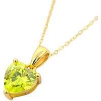 Harfi Women's Peridot August Birthstone Love Heart Pendant Necklace in Gold | Size: 18 inches