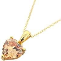 Harfi Women's Citrine November Birthstone Love Heart Pendant Necklace in Gold | Size: 18 inches