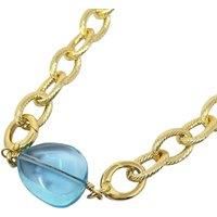 Harfi Women's Aquamarine March Birthstone Statement Pendant Necklace in Gold | Size: 16 inches