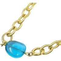 Harfi Women's Blue Topaz December Birthstone Statement Pendant Necklace in Gold | Size: 16 inches