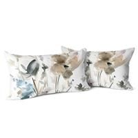 Snylcce Brown Cream Grey Teal Floral Cushion Covers Watercolor 12x20 2