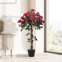 £Breeins£Artificial Rose Flower Fake Green Tree in Pot