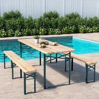 £Breeins£Portable Picnic Bench, Outdoor Wooden Folding Camping Dining bench for Patio Garden Outdoor