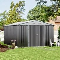 £Breeins£10 x 10 FT outdoor metal storage shed with floor frame base, galvanized steel garden shed