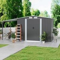£Breeins£4x8 ft Spire Top Tool Room with Shed Outdoor Metal Storage Shed with Lean-to