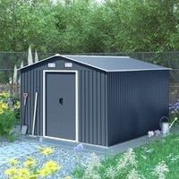 £Breeins£Metal Garden Shed Storage Tool Sheds Outdoor 12x10 FT Black Waterproof Backyard Utility