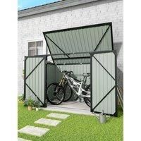£Breeins£Storage Shed Outdoor Metal Trash Can Shed with Hydraulic Gas Rod Lockable Garden Tool Shed for Backyard, Lawn