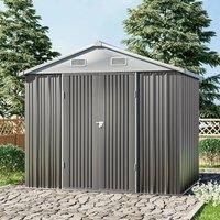 £Breeins£6 x 8 FT outdoor metal storage shed with floor frame base, galvanized steel garden shed