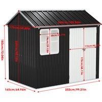 £Breeins£4-pane Window Nordic Cottage Storage Shed Outdoor Metal Garden House Double Hinged Lockable Doors for Backyard