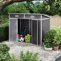 £Breeins£4x8 ft Outdoor Storage Shed, Metal Sheds Storage Garden Shed Tool Shed with Pent Roof and