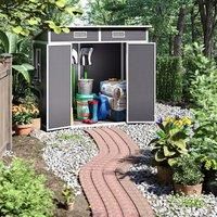 £Breeins£6x4 ft Outdoor Storage Shed, Metal Sheds Storage Garden Shed Tool Shed with Pent Roof and