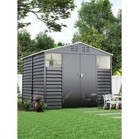 £Breeins£Outdoor Lockable Steel Storage Shed Building CharcoalModern style with Windows