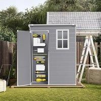 £Breeins£5x3 Outdoor Storage Shed, Plastic Resin Shed with Floor with Lockable Door for Patio