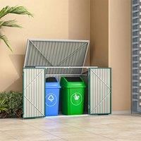 £Breeins£Storage Shed Outdoor Metal Trash Can Shed with Hydraulic Gas Rod Lockable Garden Tool Shed for Backyard, Lawn