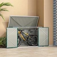 £Breeins£Storage Shed Outdoor Metal Trash Can Shed with Hydraulic Gas Rod Lockable Garden Tool Shed