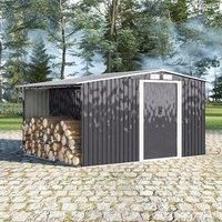 £Breeins£4x8 FT Outdoor Storage Shed, Utility Metal Tool Storage with Lockable Doors and Updated