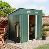 £Breeins£4 X 6 FT Green Outdoor Storage Shed, Metal Large Shed Garden with Air Vent, 2 Slide Door