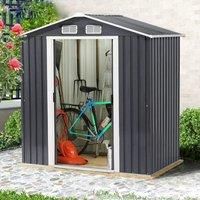 £Breeins£8 X 8 FT Black Outdoor Storage Shed, Metal Large Shed Garden with Air Vent, 2 Slide Door