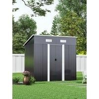 £Breeins£4 X 6 FT Black Outdoor Storage Shed, Metal Large Shed Garden with Air Vent, 2 Slide Door