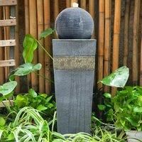 £Breeins£Outdoor Freestanding Fountains Waterfall Floor Standing Water Fountains for Garden, with LED Lights,Pump