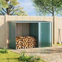 £Breeins£Firewood Storage Shed Galvanized Steel Material Garden Shed with Sloping Roof Design Open