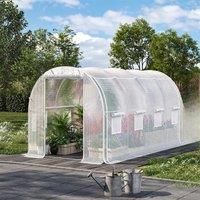 £Breeins£White 4M/6M Outdoor Tunnel Greenhouse with Steel Frame