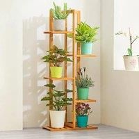 £Breeins£Bamboo Plant Stand Rack Multiple Flower Pot Holder Shelf Indoor Outdoor Planter Display