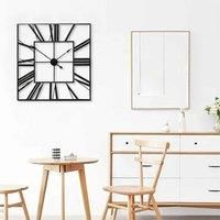 £Lifeideas£Modern 3D Large Wall Clock Roman Numeral Retro Square Decor Silent Clock Nordic