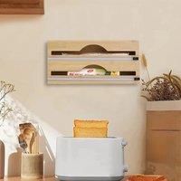 £Lifeideas£Bamboo Kitchen Drawer Organizer Aluminum Foil Plastic Wrap Dispenser With Slide Cutter