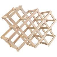 £Lifeideas£Wood 10 Bottles Foldable Wine Rack Stand Storage Display Shelf, Natural