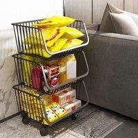 £Lifeideas£Fruit Vegetable Trolley Rack Kitchen Bedroom Multi-Layer Storage Basket Rack Stackable