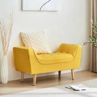 Soft Chenille Upholstered Bench with Wooden Legs Home Furniture Bedroom Bed End Stool Storage Bench