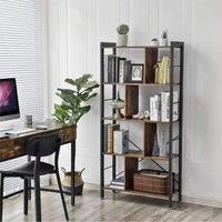 Industrial Style 5 Tier Bookcase Metal Frame For Bedroom Office 74 cm W x 30 cm D x 155 cm H