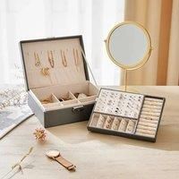 Lockable Double Tier Faux Leather Jewellery Organizer