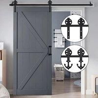 Rustic Barn Door Hardware Kit with Wheel Rollers 6ft