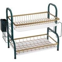 Kitchen 2-Tier Carbon Steel Dish Rack
